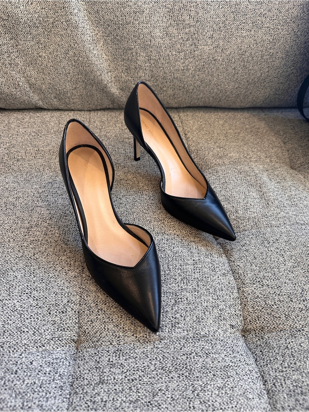Stuart Weitzman Black Pointed-Toe Stiletto Pumps